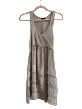 Clu Silk Sleeveless Layered Beige Gray Dress